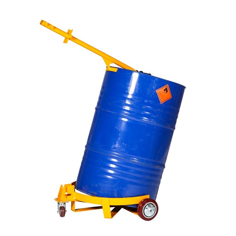 Vista general del carro para bidones de acero 500kg