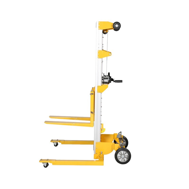 Vista de perfil del apilador manual con manivela 181kg Elevación 2500 mm