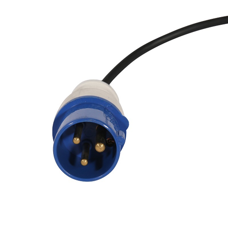 Zoom sobre la toma de corriente de la mesa elevadora eléctrica 2000kg 220V