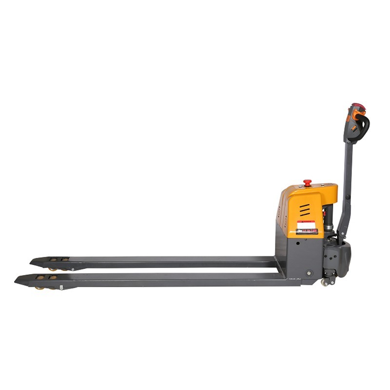 Vista de perfil de la transpaleta eléctrica horquillas 1800 mm 1500kg