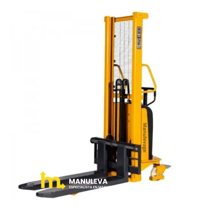 VIsta trasera desde 3/4 del apilador semi eléctrico 1000kg 1600mm