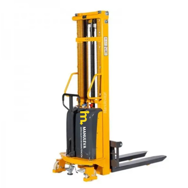 Vista delantera desde 3/4 del apilador semi eléctrico 1000kg 3000mm