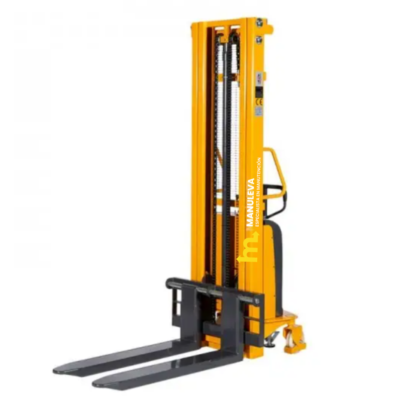 Vista desde 3/4 del apilador semi eléctrico 1000kg 3000mm