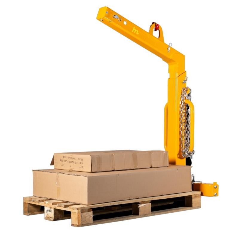 Horquilla para palets con paleta y cartones