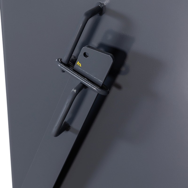 Zoom en el sistema de apertura de la tolva con descarga inferior 800l