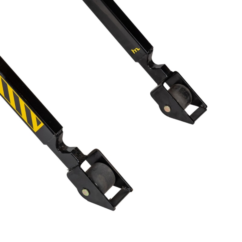 Zoom en los rodillos de la transpaleta elevadora con nivel constante 1000kg monocilíndrica