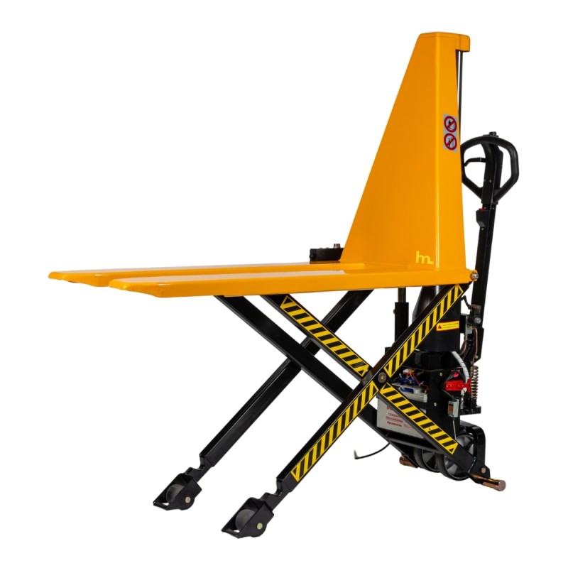 Vista trasera de 3/4 de la transpaleta elevadora con nivel constante 1500kg - posición alta