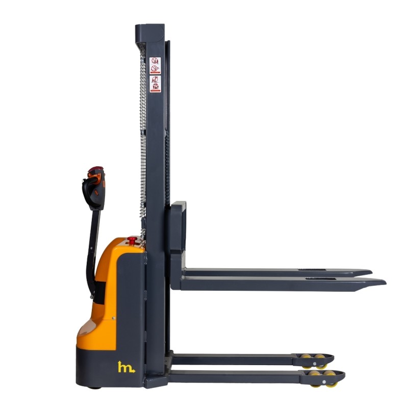 Vista de perfil del Apilador eléctrico 1000 kg Elevación 1600 mm