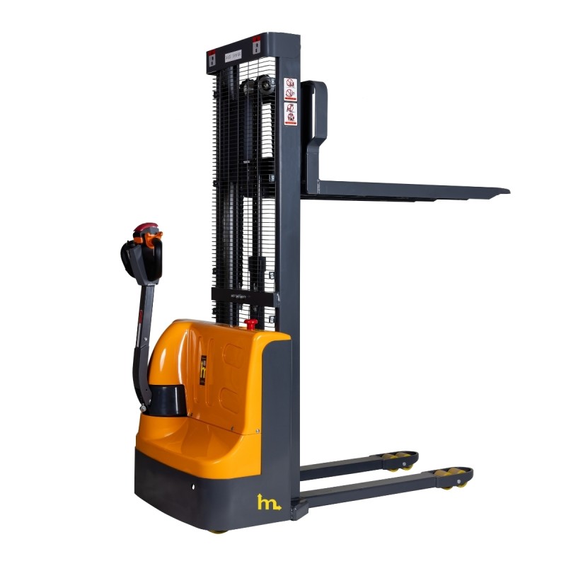 Vista desde 3/4 del Apilador eléctrico 1500 kg - Elevacion 1600 mm con horquillas media-altas