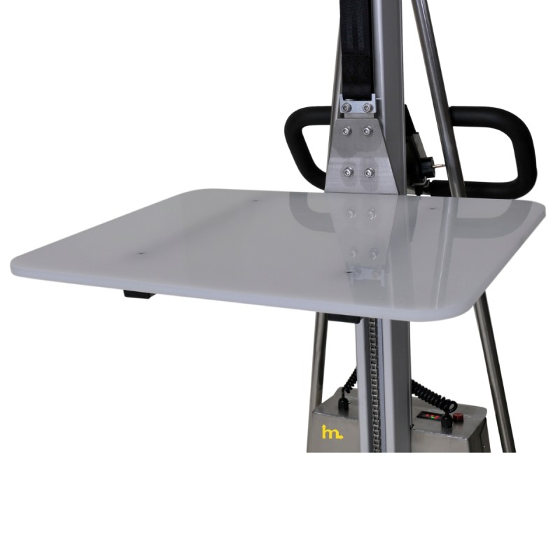 Zoom a la bandeja del Apilador Semi Eléctrico INOX 150Kg Posicionador de Trabajo