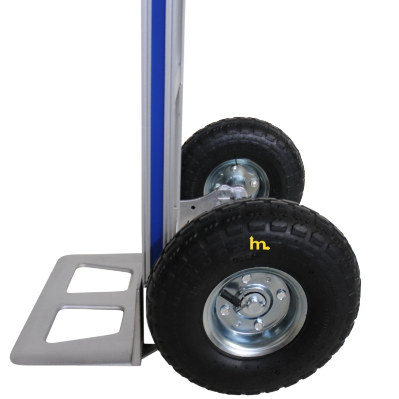 Zoom sobre las ruedas neumáticas de la Carretilla de aluminio con pala fija - 200 kg