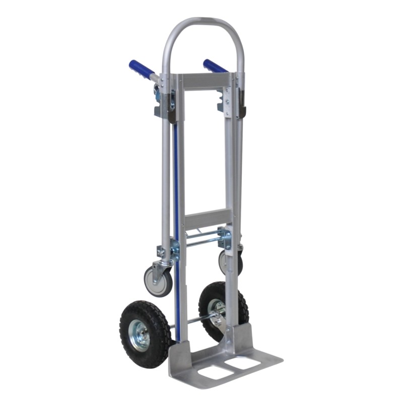 Carretilla/plataforma de aluminio 2 posiciones - 200 kg - ruedas neumáticas