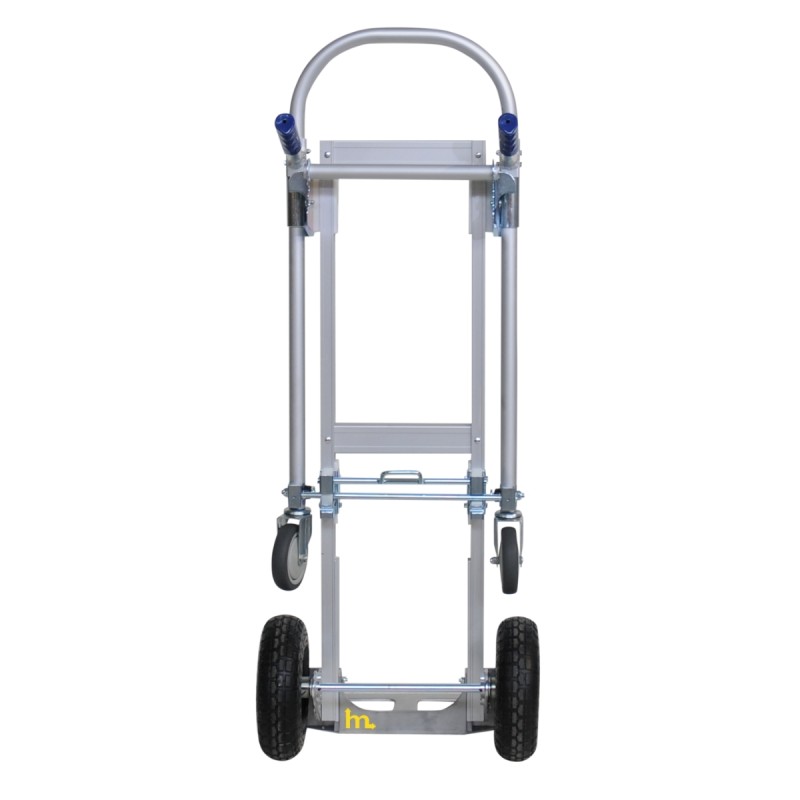 Vista trasera de la Carretilla/plataforma de aluminio 2 posiciones - 200 kg - ruedas neumáticas