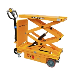 Mesa elevadora eléctrica móvil doble tijera 500 kg vista desde 3/4