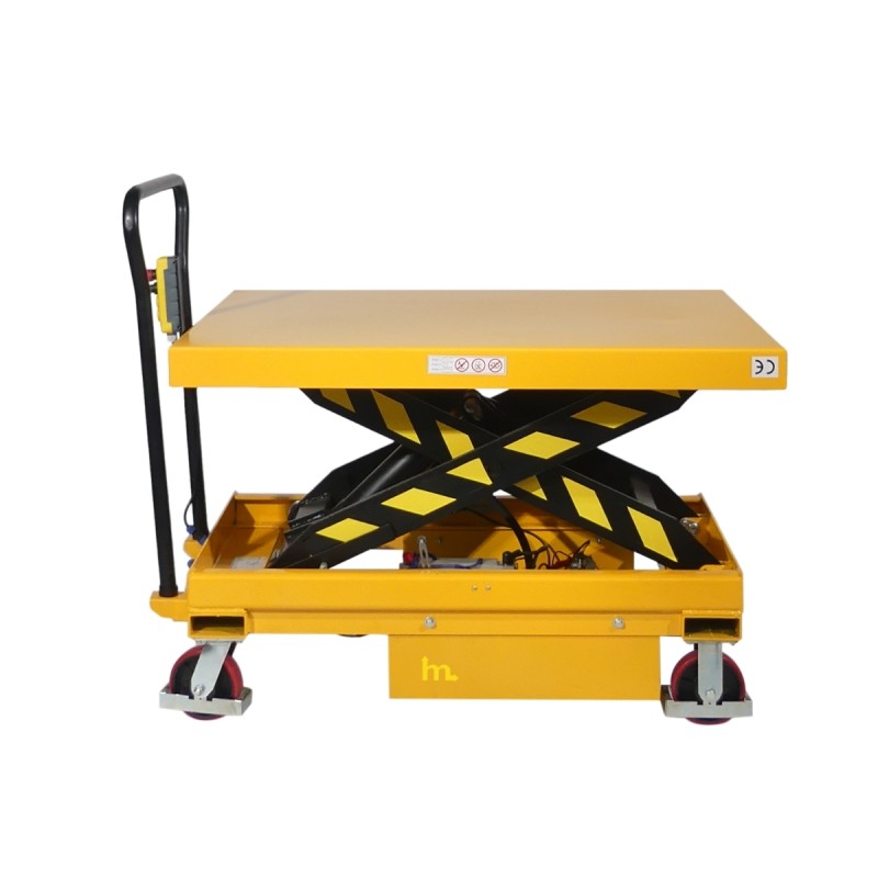 Vista de la mesa elevadora semieléctrica móvil 500 kg - plataforma: 1200 x 800 mm