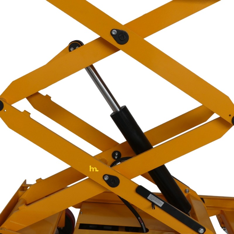 Vista de tijeras de la mesa elevadora eléctrica móvil doble tijera 500 kg - Plataforma 1020x610 mm