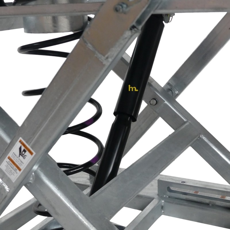 Vista de la estructura de la mesa elevadora manual giratoria galvanizada de nivel constante 2000 kg Plataforma abierta