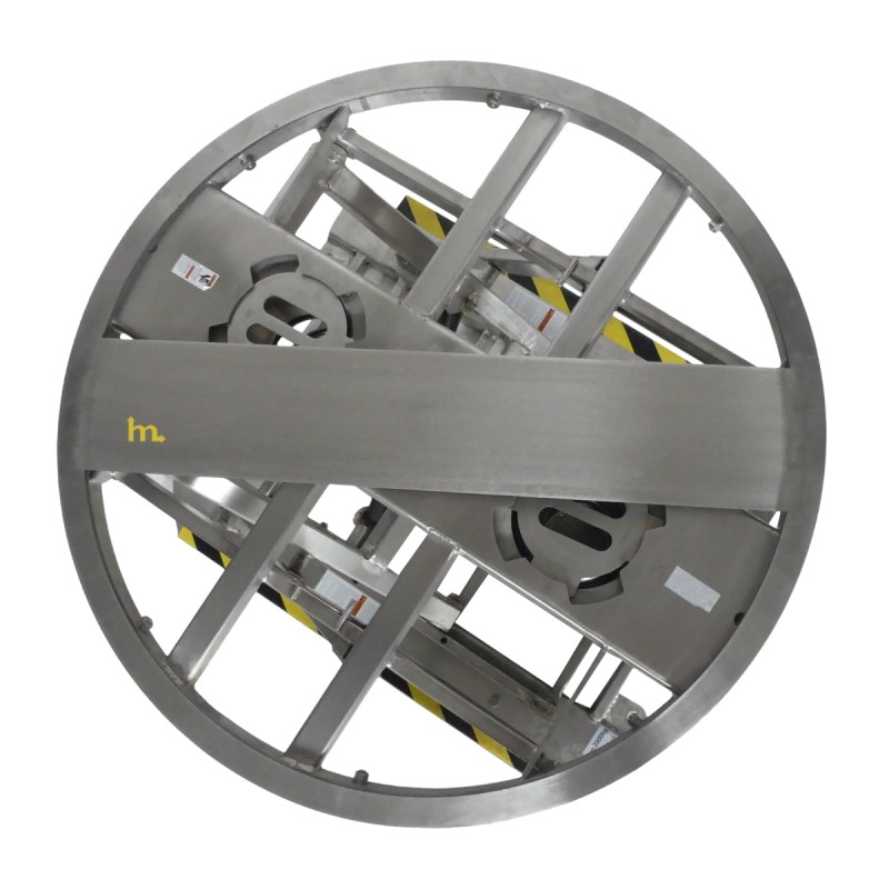 Vista superior de la mesa elevadora manual giratoria de nivel constante INOX 2000 kg Plataforma abierta