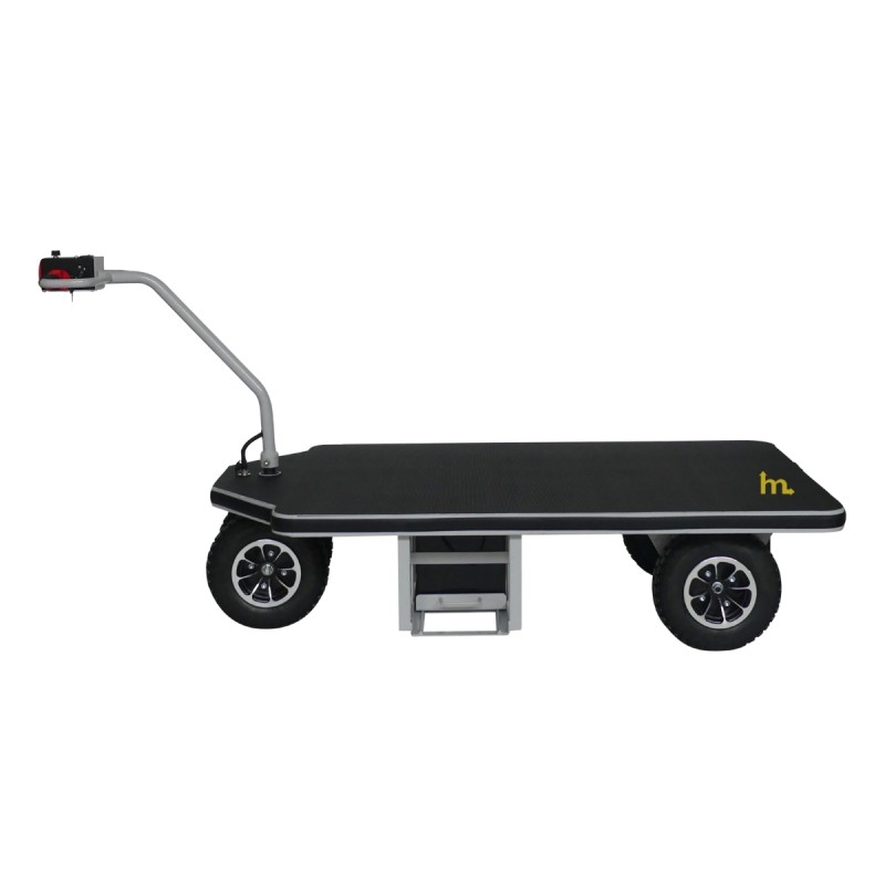 Vista lateral del carro eléctrico con plataforma - 800 kg