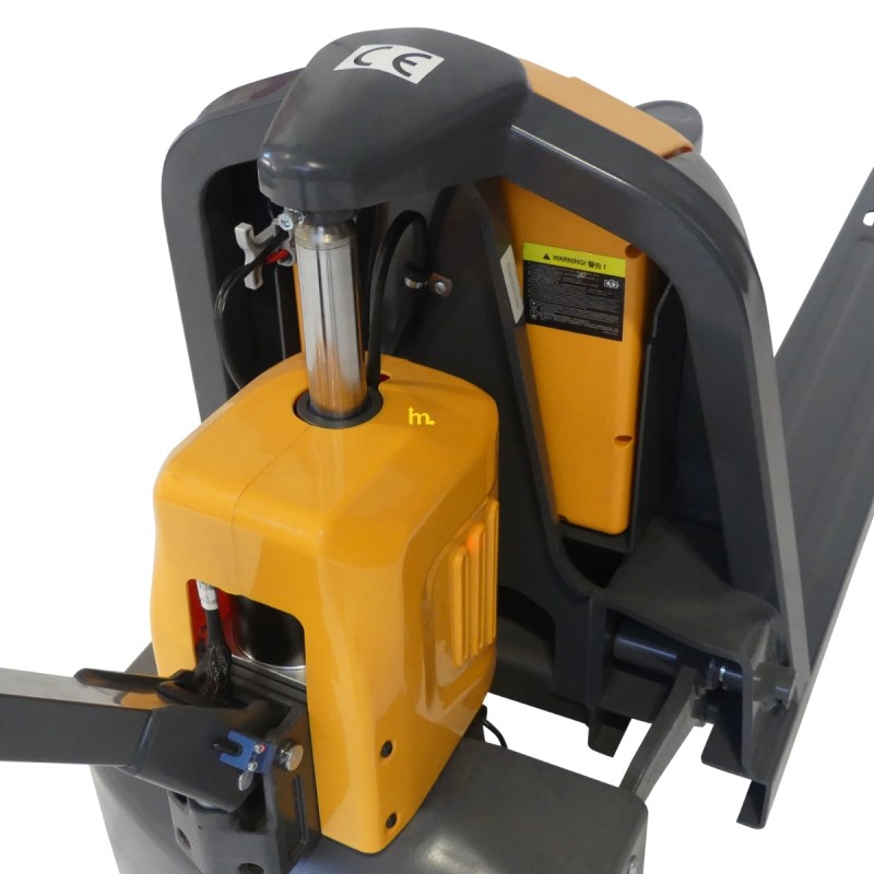Vista del motor de la transpaleta eléctrica 1500 kg - horquillas de 1150 mm - batería de litio de 30 Ah