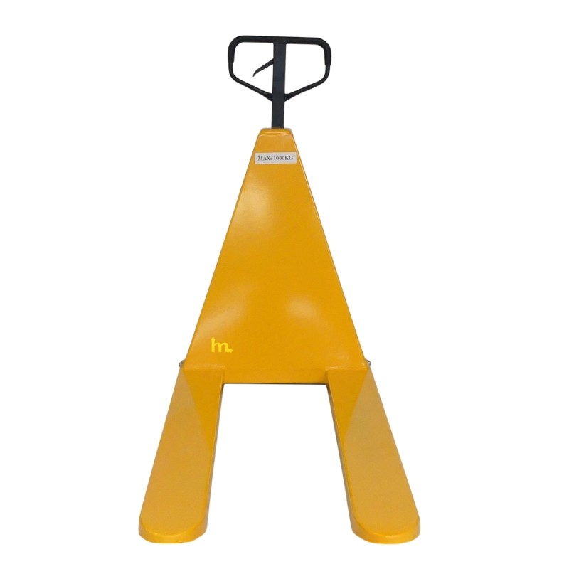 Vista trasera de la transpaleta elevadora manual monocilíndrica 1000 kg - Horquillas anchas y largas 1500 x 680 mm