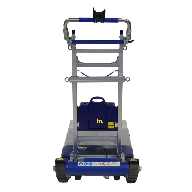 Vista frontal de la Carretilla para subir escaleras eléctrica de oruga - 420 kg