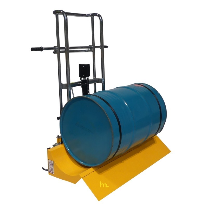 Mini apilador para bobinas 400 kg - Elevación 1200 mm vista 3/4 con descenso de plataforma