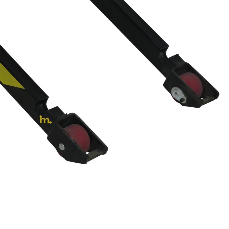 Vista de los rodillos de la transpaleta elevadora semieléctrica 1000 kg - Horquillas largas 1500 mm