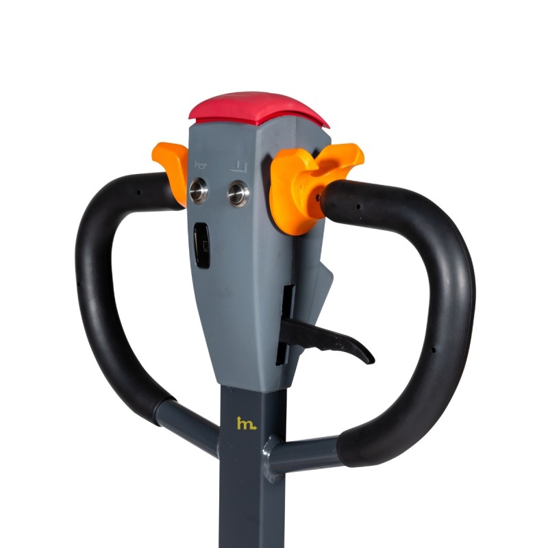 Vista del timon de la transpaleta eléctrica EXPERTA 2000 kg - Batería de litio de 48 Voltios 20 Ah