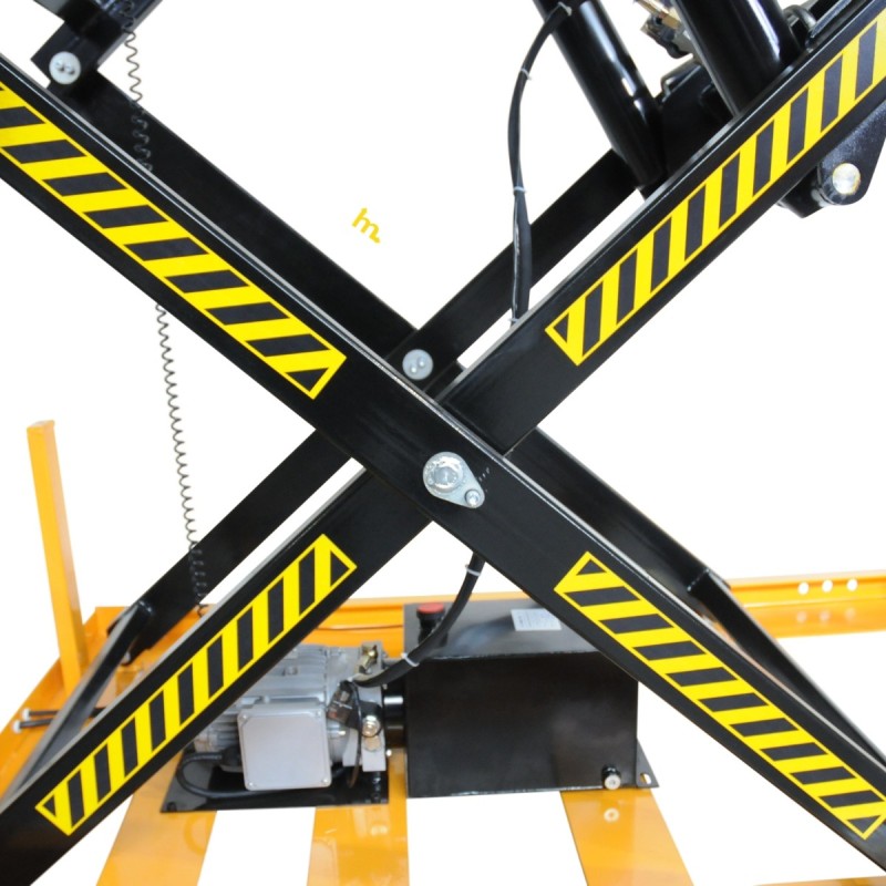 Zoom sobre la tijera de la Mesa elevadora eléctrica 1000 kg Plataforma 1700x1000 mm