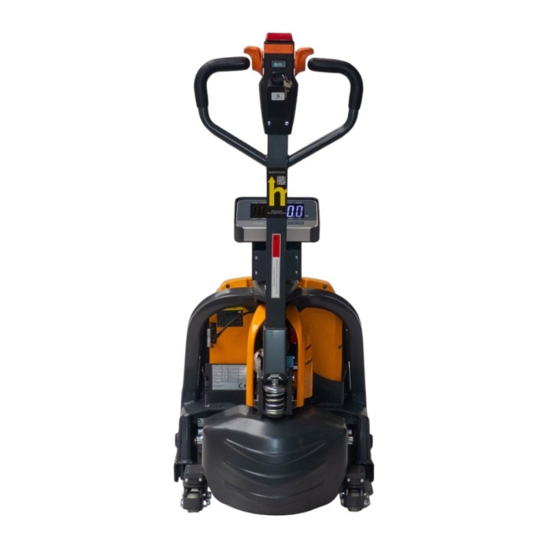 Vista frontal de la transpaleta pesadora eléctrica, batería de litio 30 Ah - Capacidad 1500 kg
