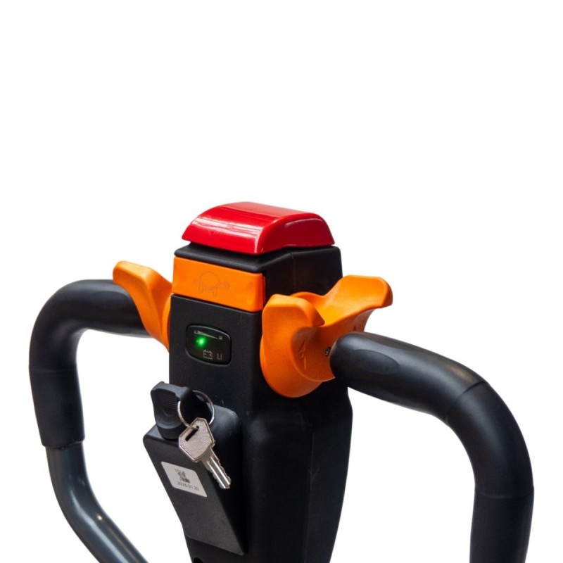 Zoom sobre la llave de encendido de la transpaleta pesadora eléctrica, batería de litio 40 Ah - Capacidad 1500 kg