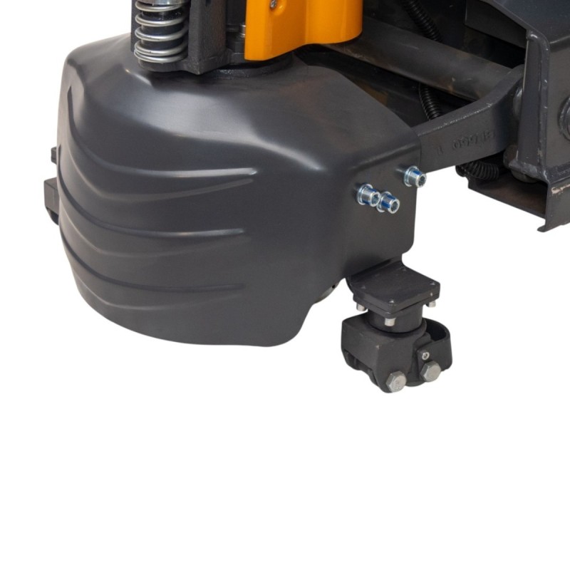 Zoom sobre los rodillos delanteros de la transpaleta pesadora eléctrica batería de litio 40 Ah - Capacidad 1500 kg