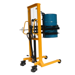 Apilador volteador de barriles 450 kg - Elevación 1500 mm vista general con barril