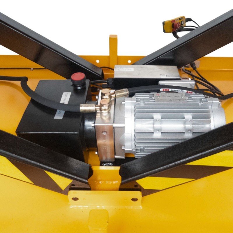 Zoom sobre el motor mesa elevadora eléctrica doble tijera horizontal 2000 kg - plataforma 2700 x 800 mm