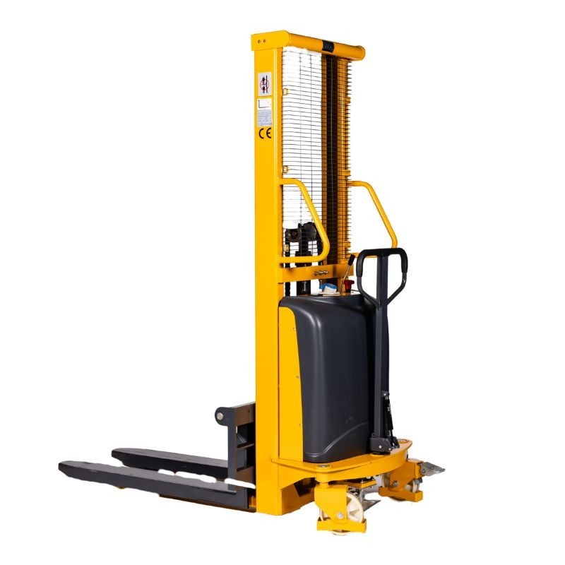 Vista 3/4 Apilador Semi Eléctrico 2000Kg - Elevación 1600mm horquillas bajas